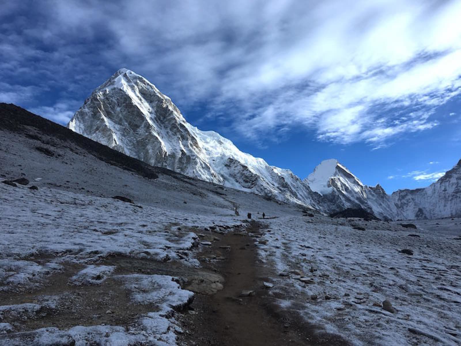 Snowy trail leading up to Mount Everest