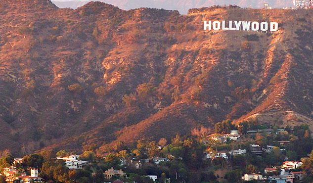 Aerial view of Hollywood sign