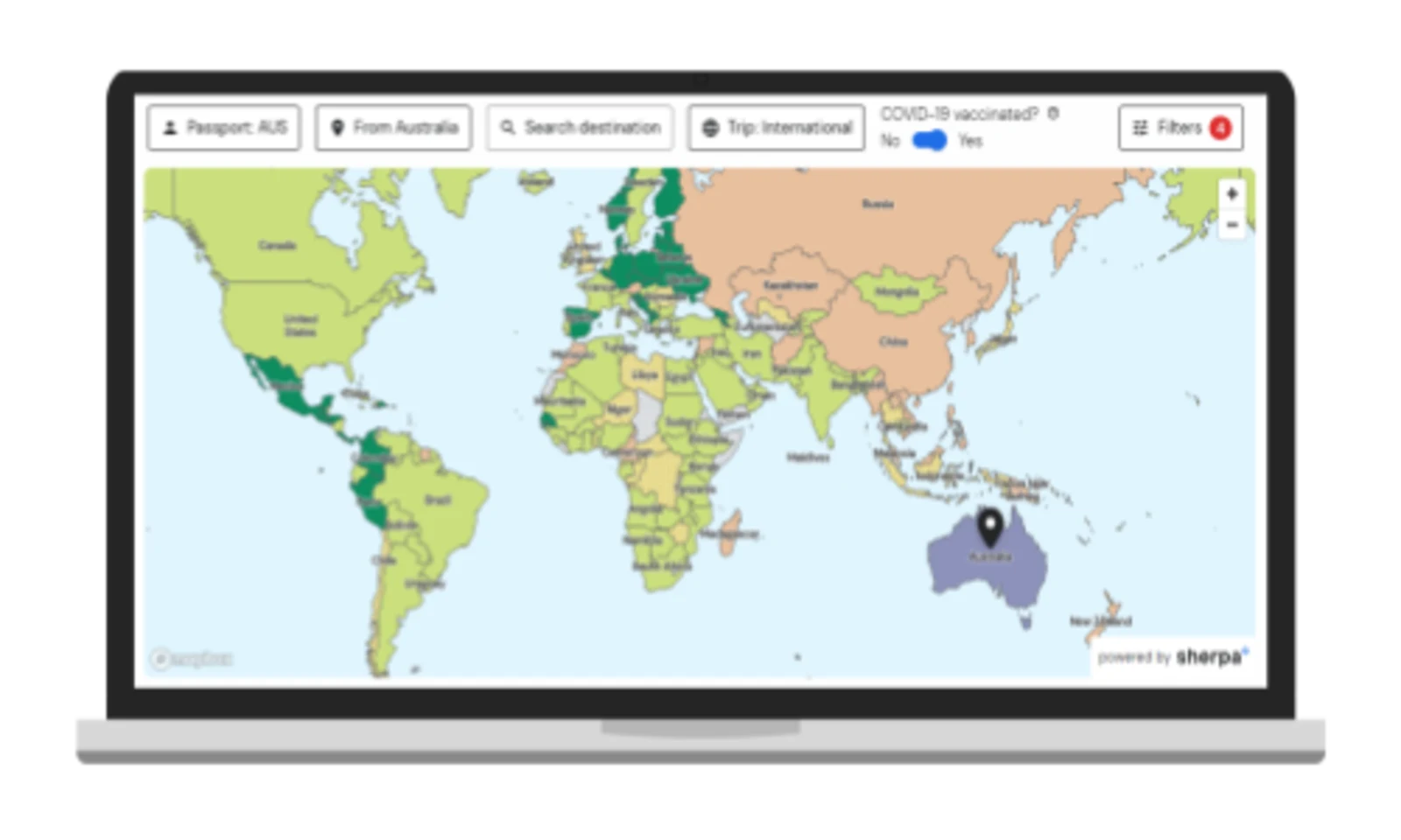 Worldmap on a laptop screen